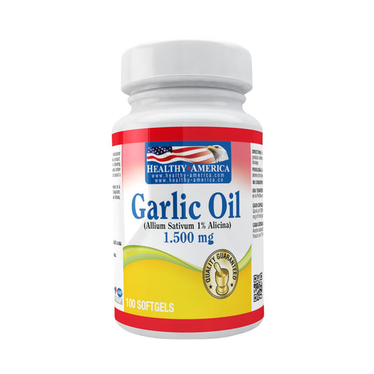 Garlic Oil 1500 mg x 100 Perlas-Healthy America-Dopavita Salud y Nutrición